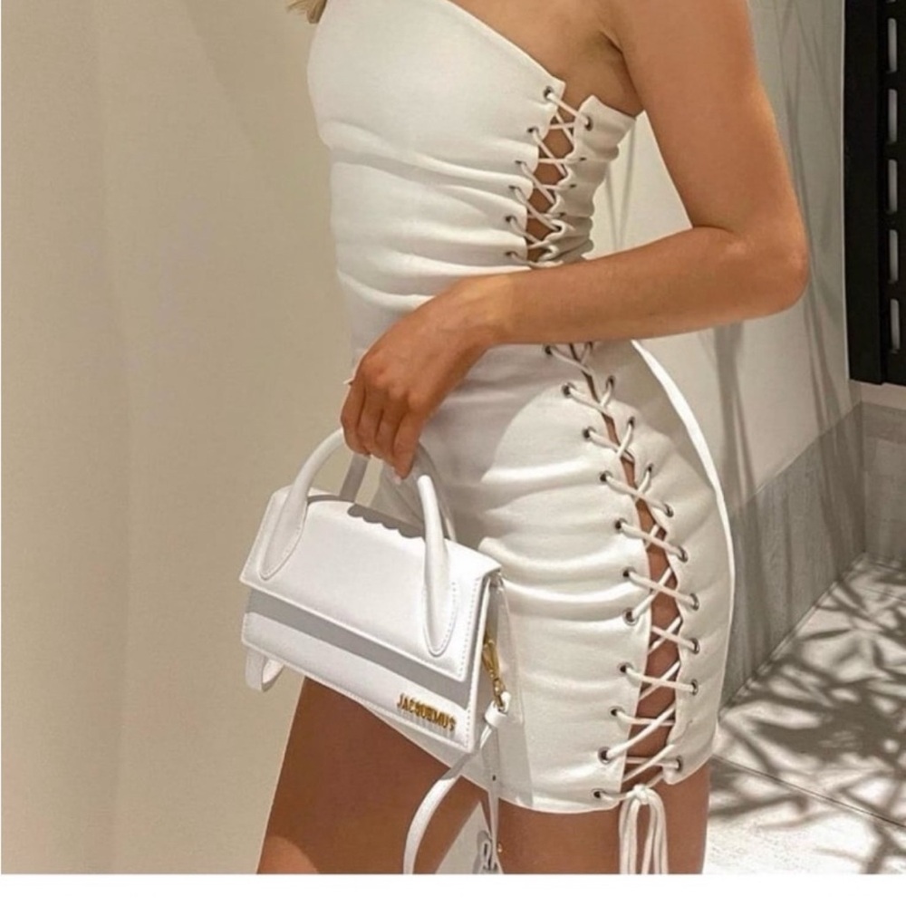 Murci White Lace-Up Dress